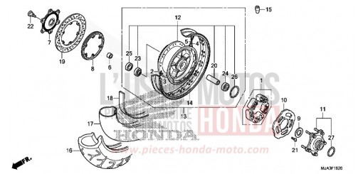 ROUE ARRIERE (VT750CS/C2S) VT750CSD de 2013